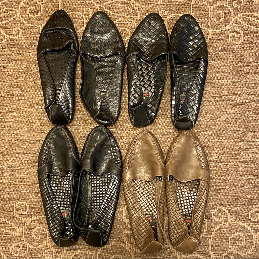 Lot of 4 Aerosole Vintage Leather Slip On Loafers - Women 7.5 Pre-owned